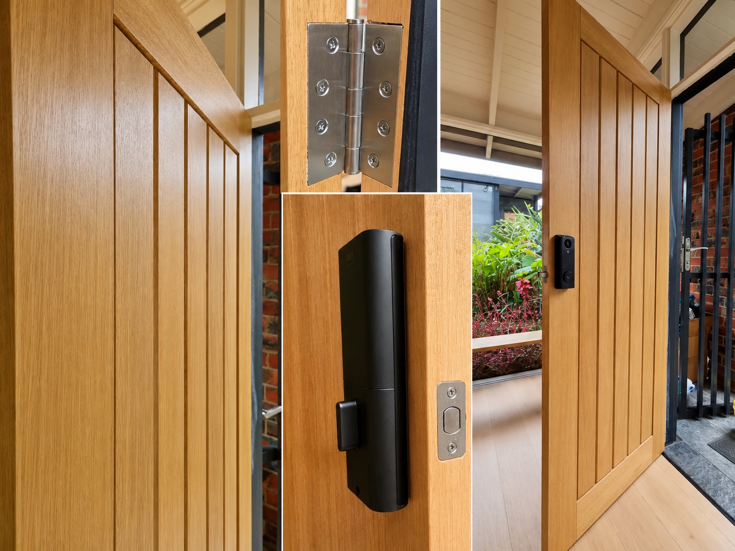 New timber entry door with smart lock, installed and painted by Doncaster Handyman